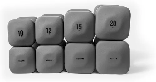 Vista 22 de WeGym SafeGrip Square Dumbbells with Anti Slip Handles, Aesthetic Free Weights for Home Workouts, Stable Design Prevents Rolling during Floor