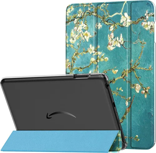 Vista 25 de MoKo Funda para tableta Amazon Kindle Fire HD 8 y 8 Plus (12/10ª generación, 2022/2020), funda de piel sintética con soporte triple y carcasa azul