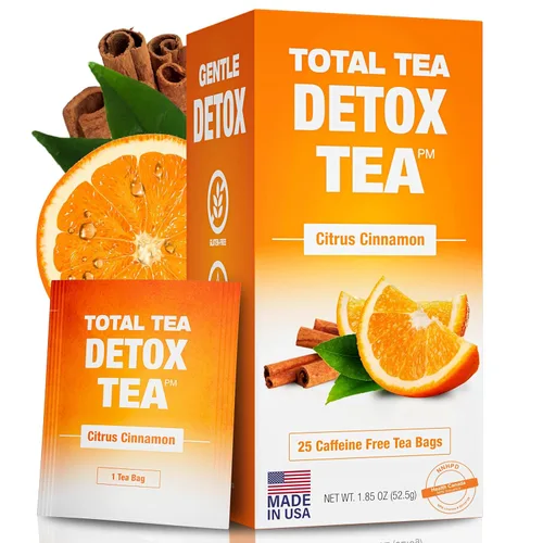 Vista 13 de Total Tea Té de desintoxicación para una ayuda saludable al peso - Sin cafeína - Té de hierbas con manzanilla, hibisco, raíz de jengibre