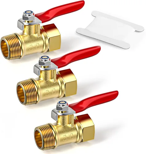 Vista 22 de GASHER 1 pieza Válvula de bola mini de latón de 1/2 pulgada, válvula de cierre, rosca NPT de 1/2 pulgada macho x hembra para accesorios de tubería