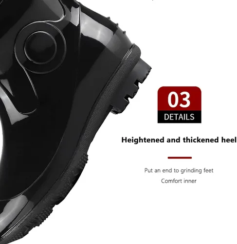 Vista 8 de Botas de lluvia largas para hombre, botas de pesca impermeables y cómodas, botas de cubierta de PVC antideslizantes, botas duraderas y transpirables