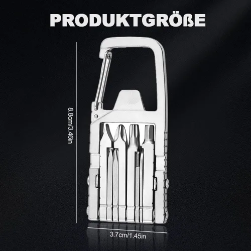 Vista 5 de Mini Herramienta Multiusos Self - Herramienta mini portátil de llavero 12 en 1, Mini herramienta Jaw Breaker con alicates de punta, abrebotellas