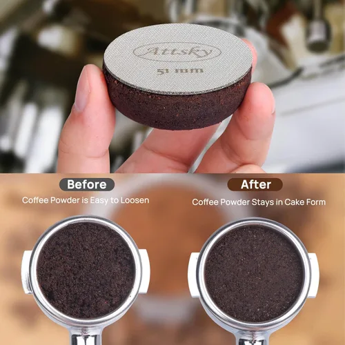 Vista 4 de Attsky Pantalla de disco de espresso de 2.008 in, filtro de espresso para cesta de filtro portafiltro de 2.008 in, pantalla de espresso reutilizable