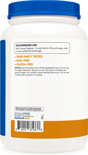 Vista 4 de Nutricost - Concentrado de proteína de suero (chocolate y mantequilla de cacahuate) 2 libras - Sin gluten y sin transgénicos