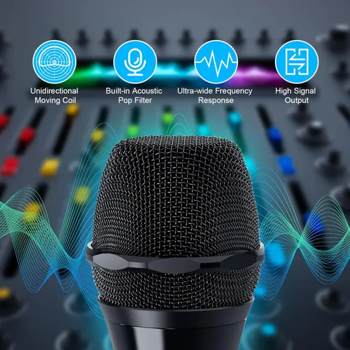 Vista 7 de JYX Micrófono de karaoke vocal dinámico, micrófono de mano con cable con interruptor de encendido/apagado, para máquina