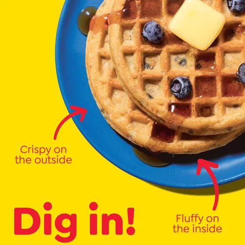 Vista 5 de Eggo Congelados Waffles, desayuno congelado, gofres tostadores, arándanos, caja de 12.3 onzas (10 gofres)