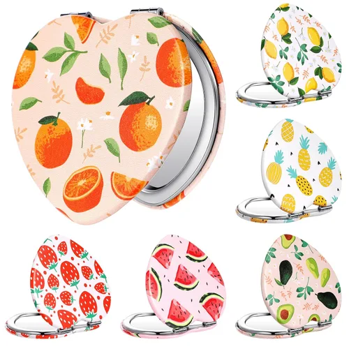 Vista 8 de Vicenpal Espejos Compactos Pequeños de Bolsillo con Diseño de Frutas, Mini Espejos Magnificantes Portátiles de Maquillaje, Espejo de Doble Cara