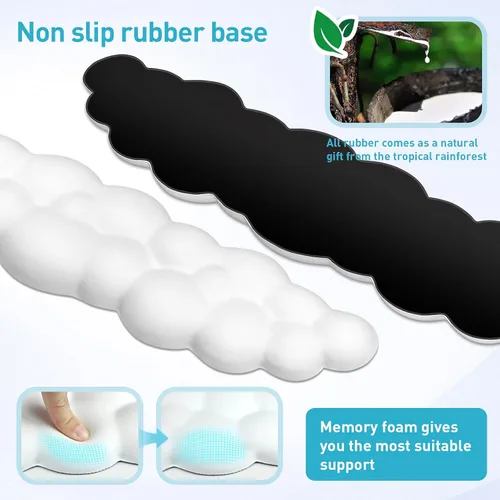 Vista 3 de Cloud - Teclado reposamuñecas – Espuma viscoelástica con soporte de muñeca de piel sintética para teclados de computadora, diseñado ergonómicamente