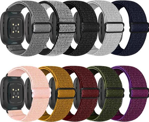 Vista 13 de Correas de reloj de nailon compatibles con Fitbit Sense y Versa 3, correa de repuesto de patrón suave para mujeres y hombres, compatible con reloj
