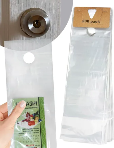 Vista 8 de Skywin - Bolsas de plástico para colgar puertas de 6 x 19 pulgadas (paquete de 100), bolsas transparentes para colgar puertas que protegen volantes