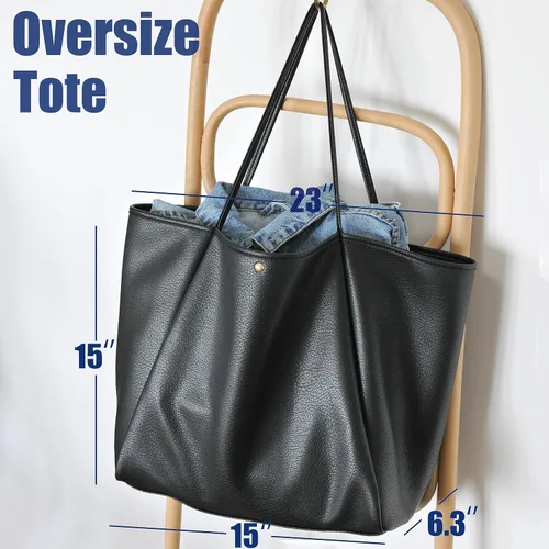 Vista 42 de HOXIS Bolso de mano de cuero PU de gran tamaño para mujer, bolso de fin de semana, bolso de viaje