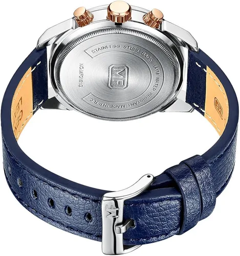 Vista 5 de MF MINI FOCUS Reloj para hombre, multifuncional, analógico, táctico, cronógrafo, impermeable, cuero, cuarzo, para hombre, calendario, vestido