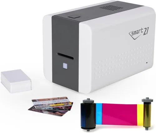 Vista 10 de IDP SMART-21 YMCKO - Kit de consumibles originales con cinta de tinta de impresión 100 colores 100, 100 tarjetas Primus de PVC y rodillo de limpieza