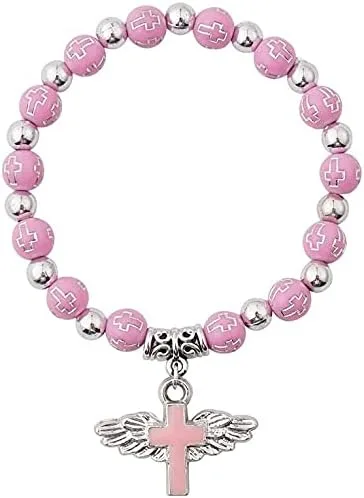 YRP Gifts 12 pulseras elásticas de cristal con alas de ángel para bautizo, recuerdos de bautizo, comunión, cumpleaños, boda, regalo de fiesta para