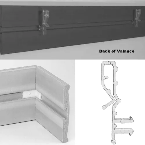 Vista 3 de 10 clips de cenefa de canal oculto de 2-1/8 pulgadas para persianas horizontales de madera, mini soporte de retención para cenefa con una ranura