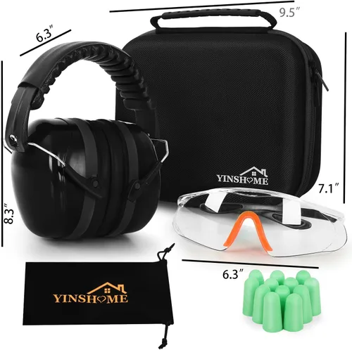 Vista 6 de Orejeras de protección auditiva para disparos, gafas de seguridad para armas, tapones para los oídos, funda protectora