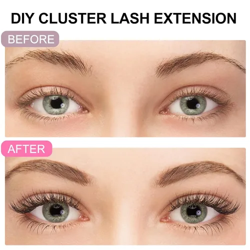 Vista 6 de KISSXIAOYA Pegamento de pestañas en racimo para extensiones de pestañas individuales, pegamento de pestañas súper fuerte, impermeable, pegamento