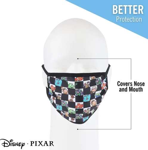 Vista 3 de Concept One Disney Pixar Personajes Mash-Up - Máscara facial a cuadros para adultos, multicolor, Multi