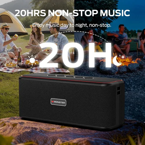 Vista 11 de Monster Shock Plus - Altavoz Bluetooth, altavoz portátil con sonido estéreo fuerte de 40 W, Bluetooth 6.0, emparejamiento TWS, tiempo