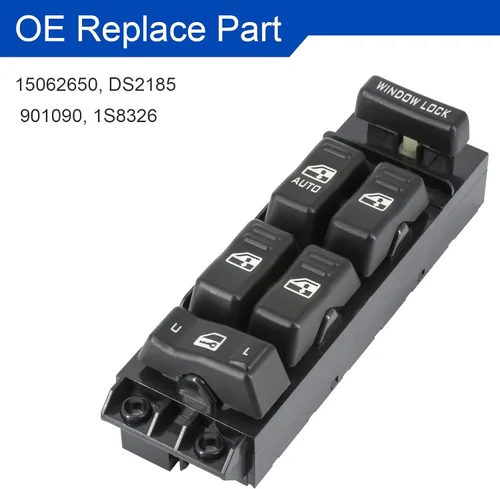 Vista 5 de Interruptor de ventana eléctrica, control maestro, lado del conductor, compatible con Chevy Silverado Tahoe Suburban 2000 2001 2002 y GMC Yukon XL