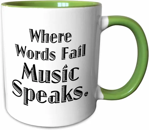 Vista 8 de 3D Rose Where Words Fail Music Speaks - Taza de cerámica de dos tonos, 11 onzas, color negro