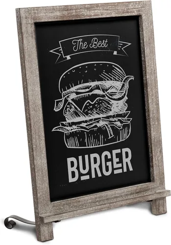 Vista 12 de HBCY Creations Pizarra de Mesa Rústica con Acabado Blanqueado / Pizarra Magnética Colgante de Pared / Caballete Pequeño de Encimera / Tablero