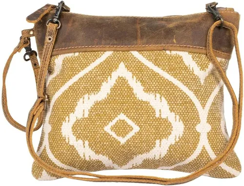 Myra Bag Over Shoulder Purse - Canvas Crossbody Bag with Genuine Leather Detailing, Fabric Satchel for Everyday Use, Travel