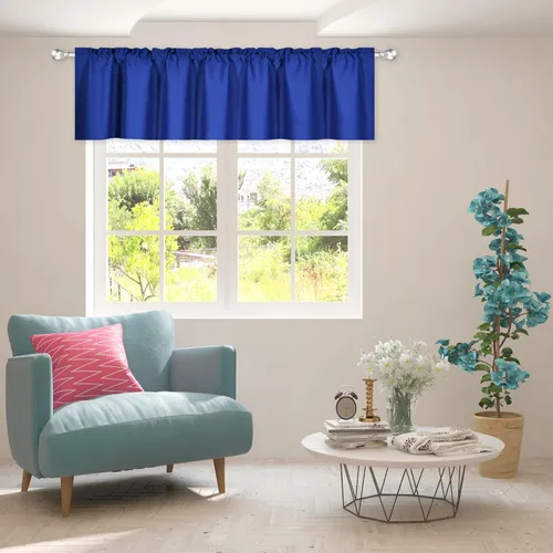 Vista 45 de DECOVSUN Cenefa morada para ventanas de 60 x 18 pulgadas, aislamiento térmico sólido, bolsillo para cortinero, cenefa corta para cocina, cenefa