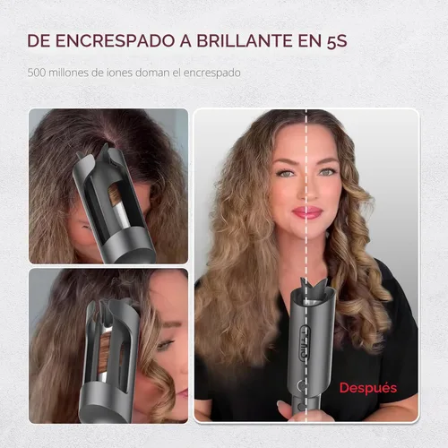 Vista 7 de TYMO TYMO CURLPRO - Rizador de pelo giratorio automático, rizador de pelo portátil, 500 millones de iónicos, doble voltaje y ligero para viajes