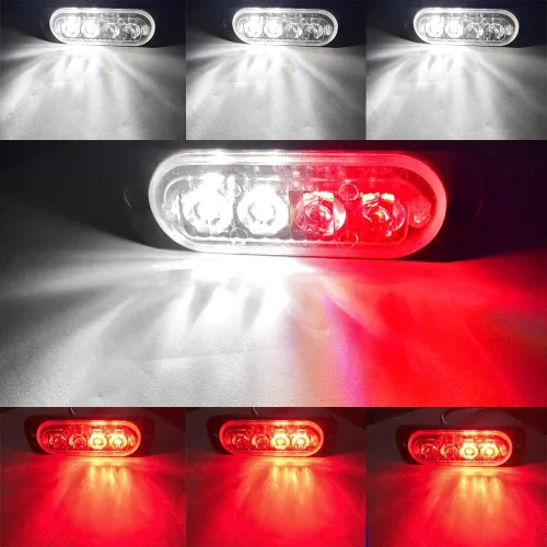 Vista 6 de Barra de luz estroboscópica de emergencia de 4 LED, rojo y blanco, 18 modos intermitentes, montaje en superficie ultrafina, luz intermitente, luces