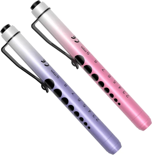 Vista 11 de RISEMART Linternas tipo bolígrafo para enfermeras, paquete de 2 linternas médicas reutilizables con medidor de pupila y regla, linterna LED de luz
