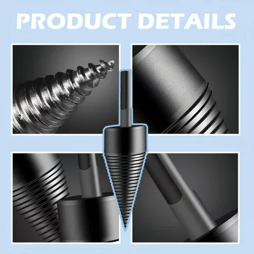 Vista 4 de Juego de brocas para leña, divisor de madera, broca divisora de madera, broca de fácil división de troncos, brocas eléctricas desmontables