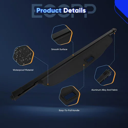 Vista 3 de ECCPP Cubierta de carga 2017-2023 para GMC Acadia cubierta trasera flexible para maletero de equipaje, cubierta de seguridad