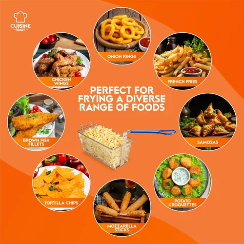 Vista 8 de Cesta para freidora Paquete de 2 Cesta comercial con asa 13.25 x 6.5 x 5.9 pulgadas Calidad de restaurante resistente