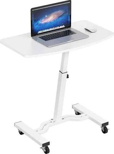 Vista 9 de SHW Carrito móvil con ruedas de altura ajustable para laptop con ajuste de altura de 28 a 33 pulgadas, color negro