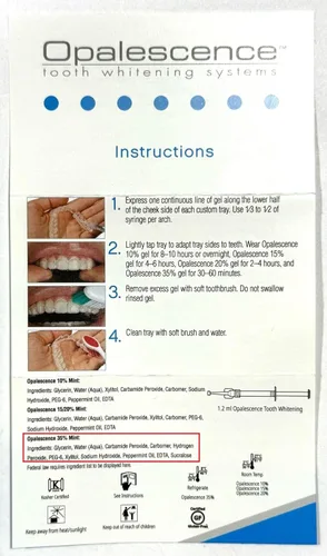 Vista 9 de Opalescence 35% CP Mint - Jeringas de gel para blanquear los dientes - Kit de recarga (4 jeringas en total) Gel de peróxido de carbamida. Fabricado