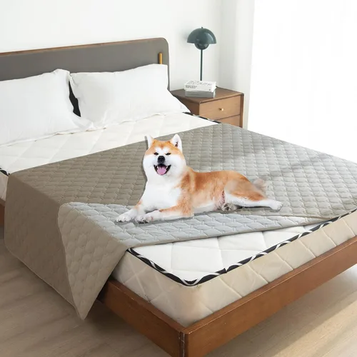 Vista 6 de gogobunny - Manta para perros y gatos 100% impermeable y de doble cara, funda suave para cama de mascotas, reversible, protege muebles, piedra