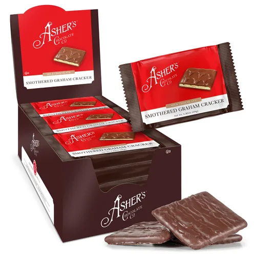 Vista 5 de Asher's Chocolates, Grahams cubiertos de chocolate, dulces dulces dulces y salados gourmet, aperitivos envueltos individualmente, propiedad familiar