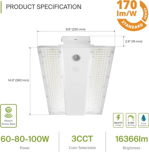 Vista 2 de ASD Lámpara LED lineal de alta bahía, iluminación de tienda comercial 3CCT, regulable, potencia ajustable, DLC Premium, certificación UL 100W