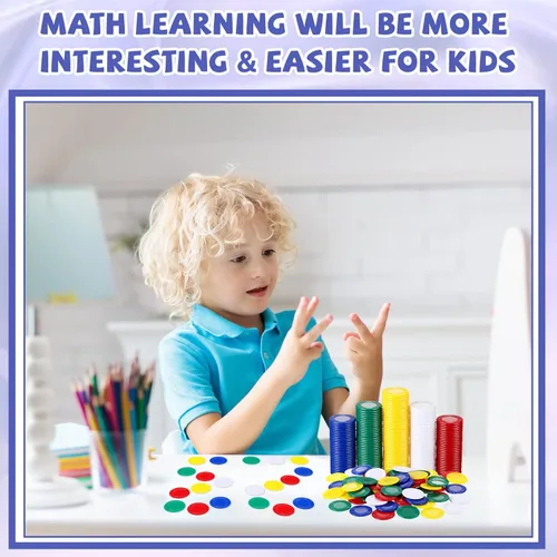 Vista 5 de Skylety 1000 fichas de póquer de plástico a granel de 5 colores para niños, jugar, aprender matemáticas, juego de bingo, tarjetas en blanco