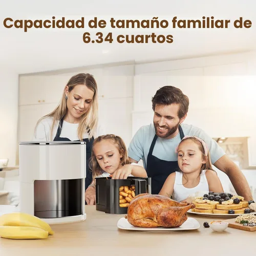Vista 2 de Simple Deluxe 12 en 1 Freidora de aire 6.34 Qt, Freidora digital con ajustes preestablecidos y ventana visible, cesta antiadherente y apta