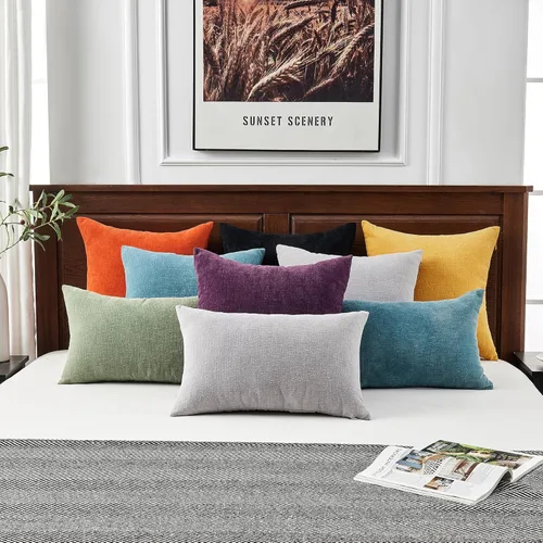 Vista 9 de Juego de 2 fundas de almohada cuadradas decorativas de 18 x 18 pulgadas, almohadas de felpilla súper suaves, fundas de almohada de otoño para sala
