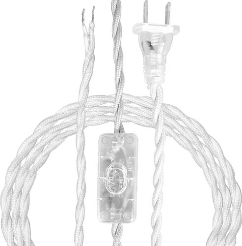 Vista 10 de Royal Designs, Inc. Cable de lámpara de rayón trenzado de 8 pies con enchufe NEMA-15P, interruptor de encendido/apagado, extremos pelados listos