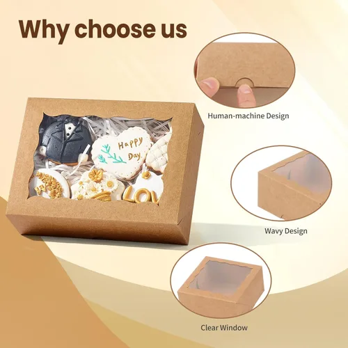 Vista 4 de 20 piezas Cajas de panadería de 8x5x2 pulgadas con ventana Cajas de galletas Cajas de golosinas Embalaje de panadería para postres Donuts, Muffins