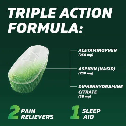 Vista 5 de Excedrin PM Sleep Aid con cápsulas para aliviar el dolor de cabeza para dolores de cabeza nocturnos e insomnio, 100