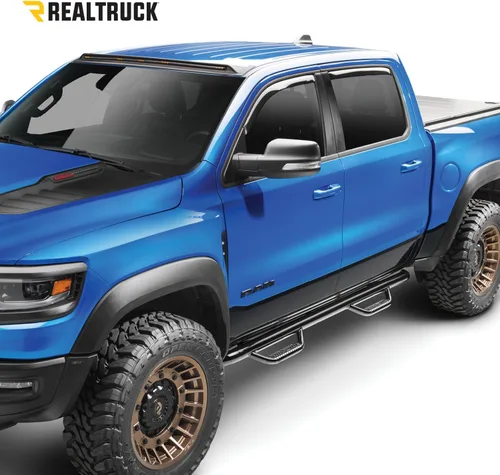 Vista 2 de RealTruck Nerf Steps para Silverado/Sierra Rueda a rueda, acero resistente, negro texturizado C11100CC-TX Compatible con Chevrolet