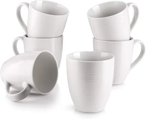 Vista 9 de DOWAN Tazas de Café, Juego de 6 Tazas de Café de 17 Oz, Tazas de Té Onduladas (Marrón)