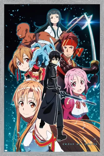 Vista 11 de Trends International Sword Art Online - Póster de pared Key Art 2, 22.4 pulgadas de largo x 14.7 pulgadas, versión enmarcada en madera de granero