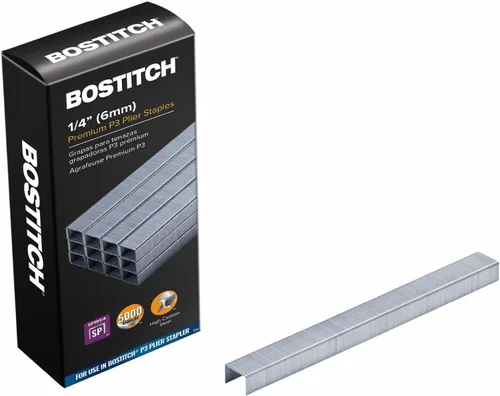 Bostitch Office Premium Grapas para grapadora de alicates P3-cromados, patas de 0.25 pulgadas, 5000 por caja (SP191/4)
