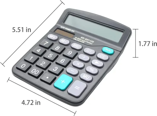 Vista 2 de Calculadora de escritorio, calculadora de oficina con batería solar de 12 dígitos con pantalla LCD grande, botón sensible grande, calculadoras